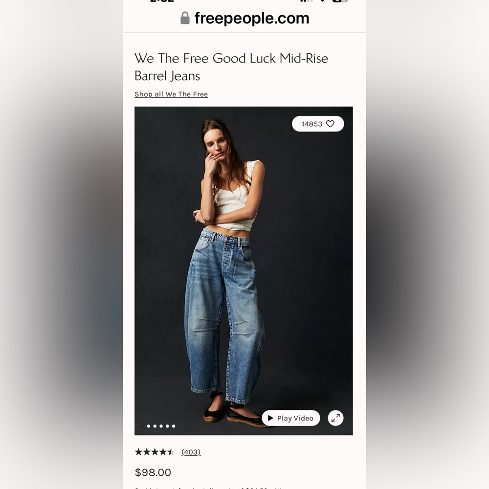 We The Free Good Luck Mid-Rise Barrel Jeans